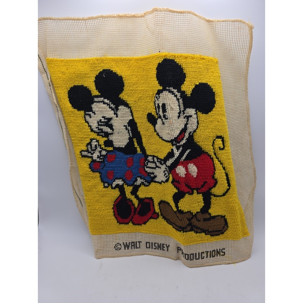 Mickey Mouse Minnie Needlepoint Walt Disney Prod Finished 12x13